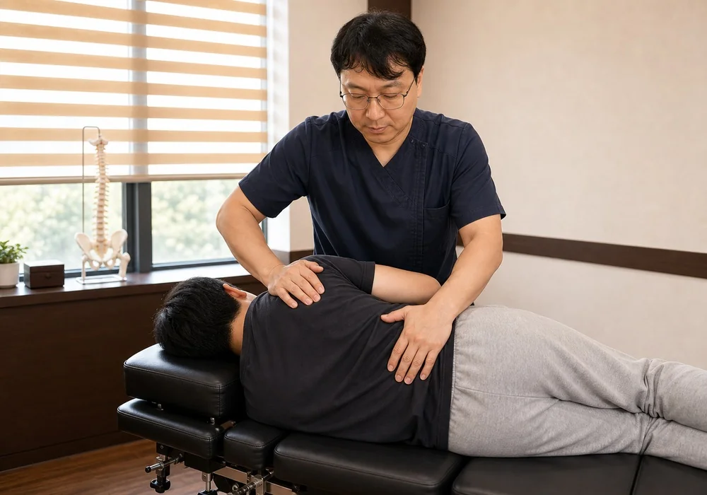 한의사가 손으로 척추를 바로잡는 추나요법